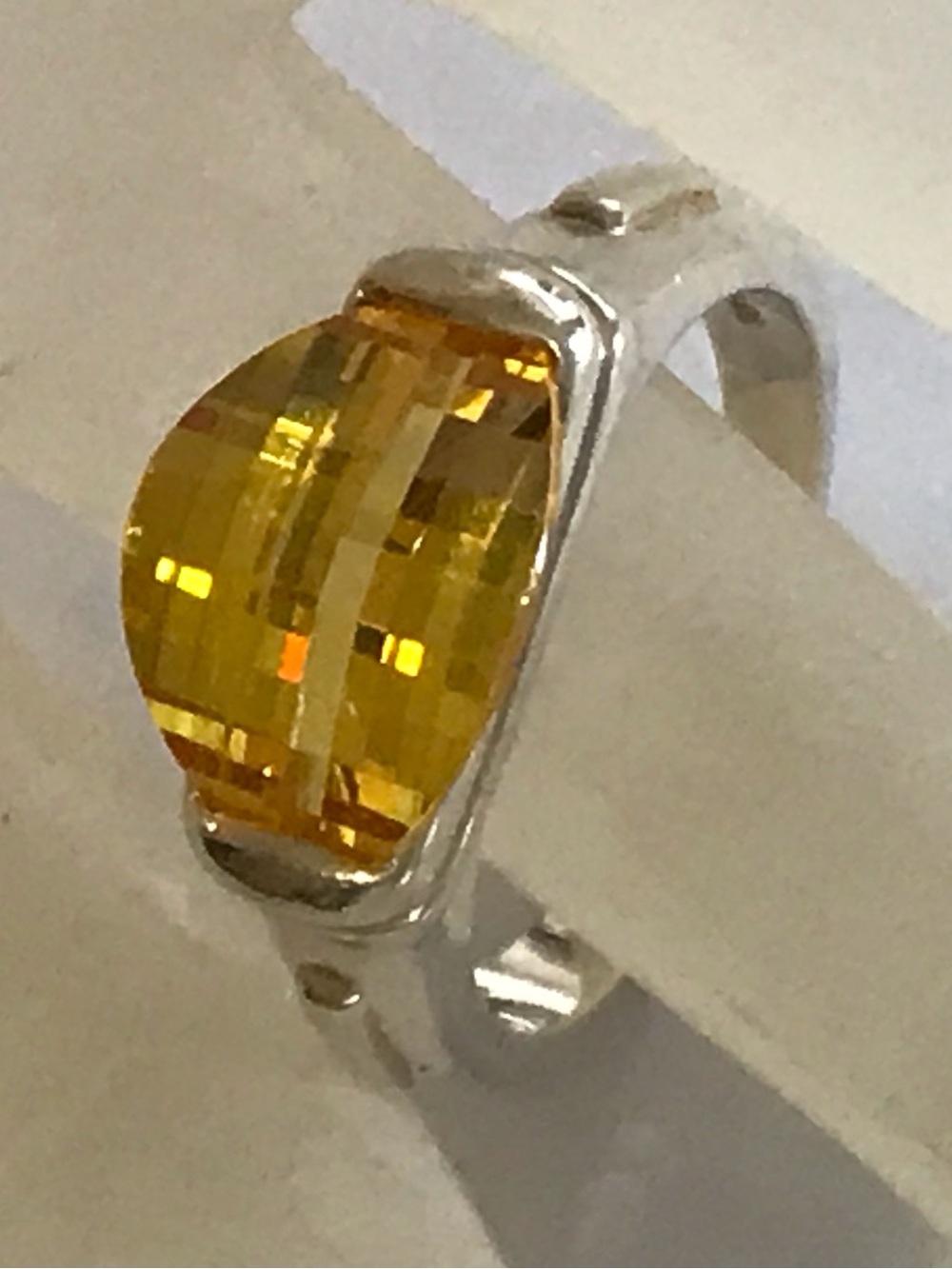 Sterling Silver Yellow Diamonique Ring Size 9